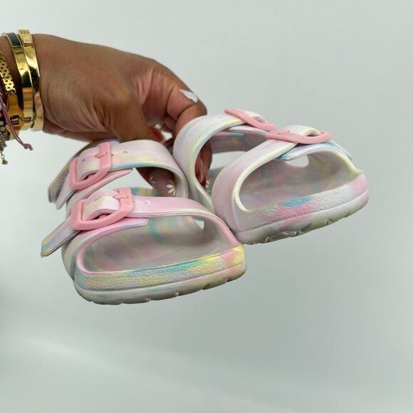 Cat & Jack Ade Girls Size 11 EVA Pastel Multicolor Double Strap Footbed Sandals - Picture 10 of 15